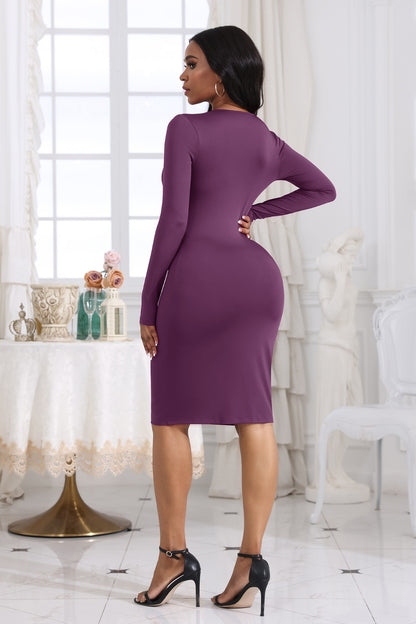 Cutout Twisted Long Sleeve Dress-Angel Casuals