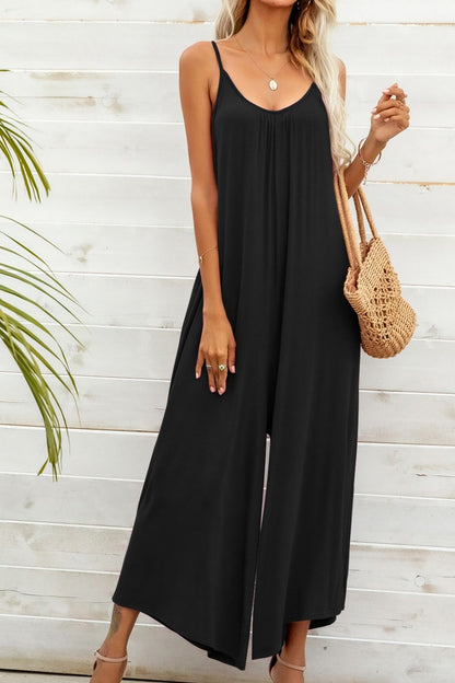 Spaghetti Strap Scoop Neck Jumpsuit-Angel Casuals