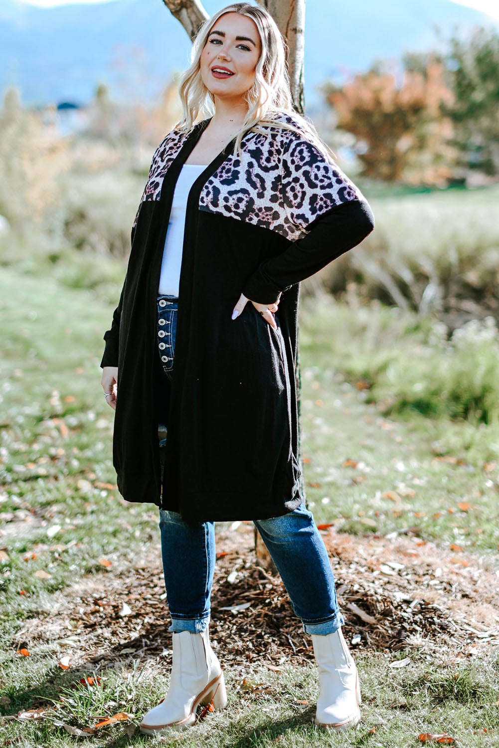 Plus Size Open Front Dropped Shoulder Cardigan-Angel Casuals