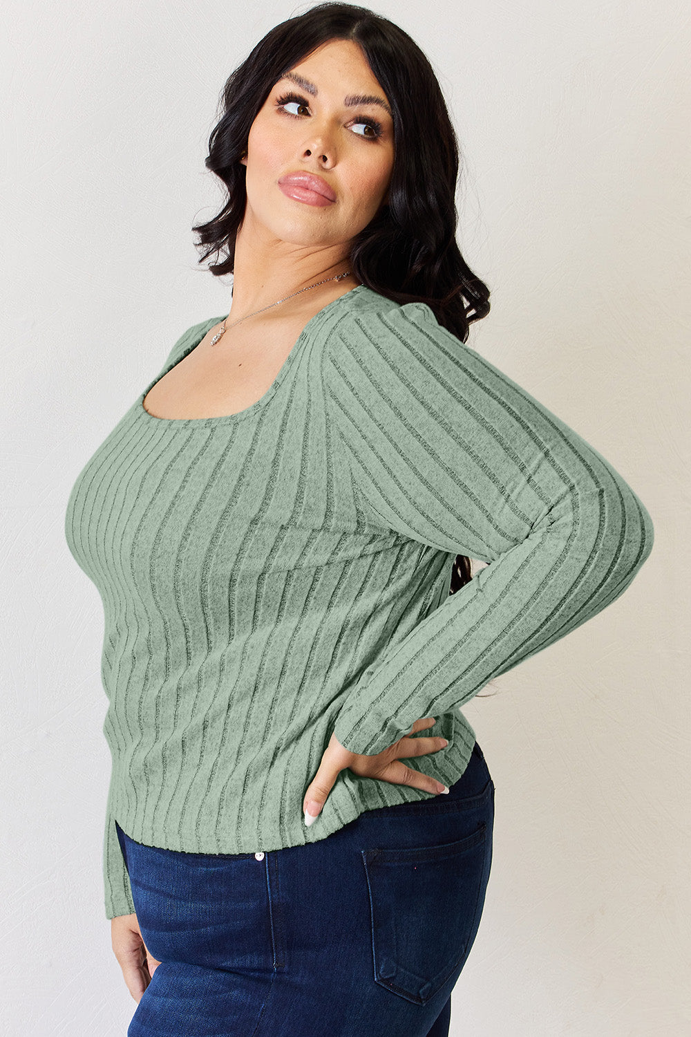 Basic Bae Full Size Ribbed Long Sleeve T-Shirt-Angel Casuals