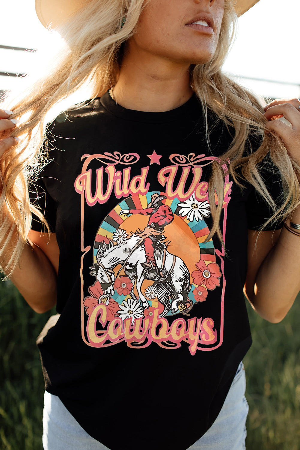 WILD WEST COWBOYS Graphic Tee Shirt-Angel Casuals