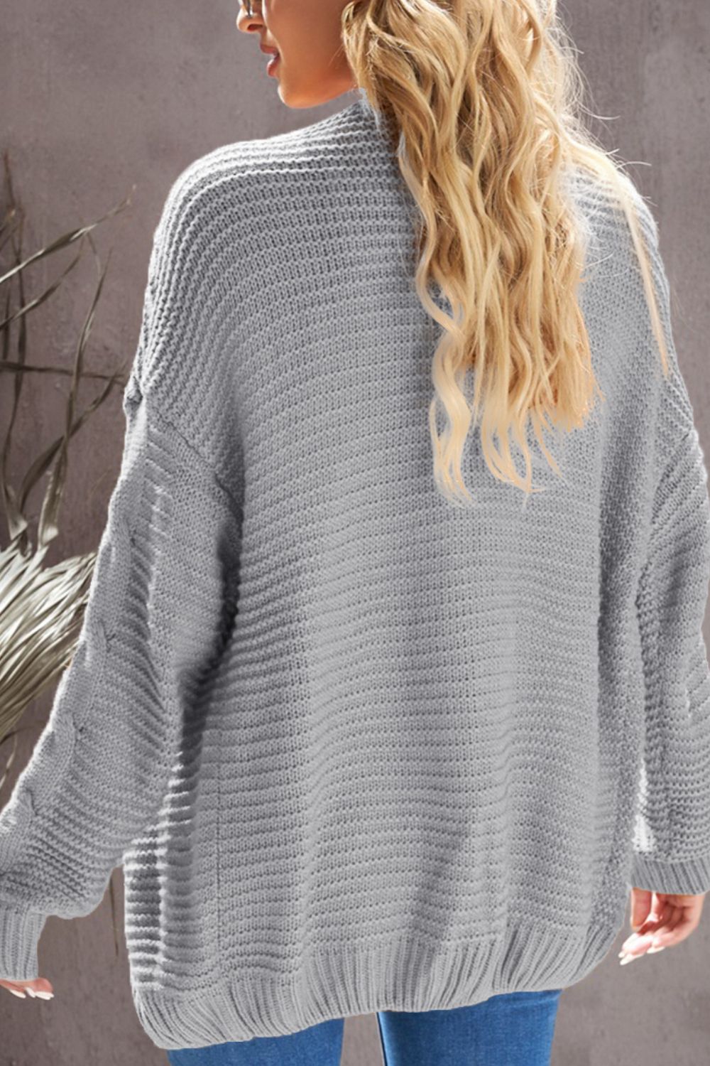 Cable-Knit Open Front Cardigan-Angel Casuals