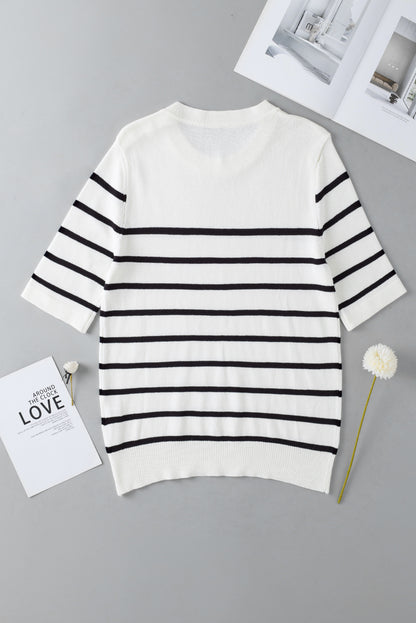 Round Neck Half Sleeve Knit Top-Angel Casuals