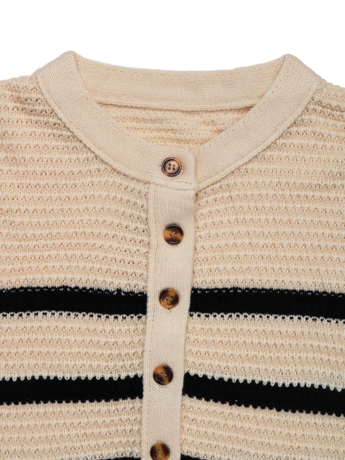 Perfee Striped Half Button Long Sleeve Sweater-Angel Casuals