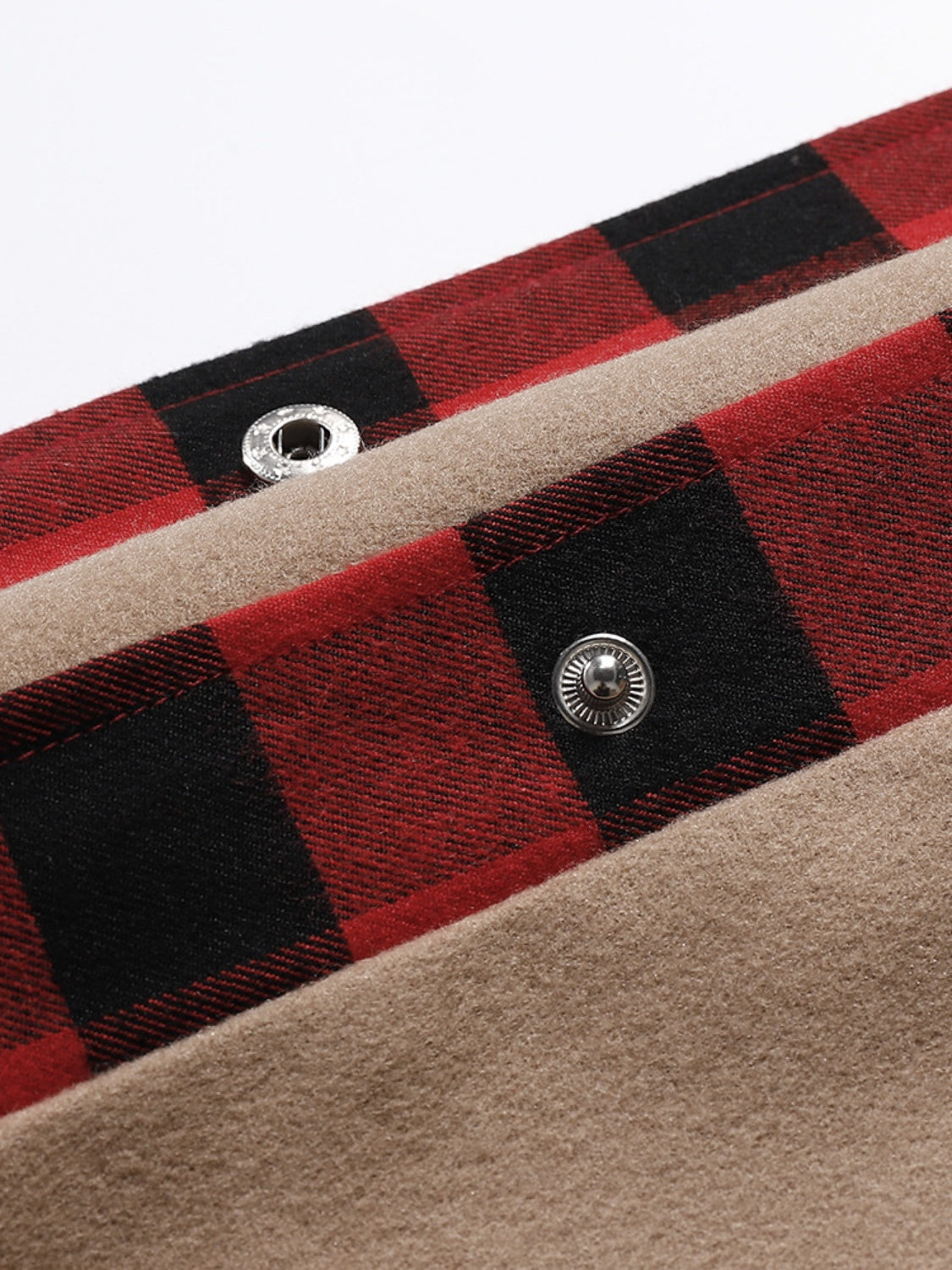 Plaid Trim Long Sleeve Jacket-Angel Casuals