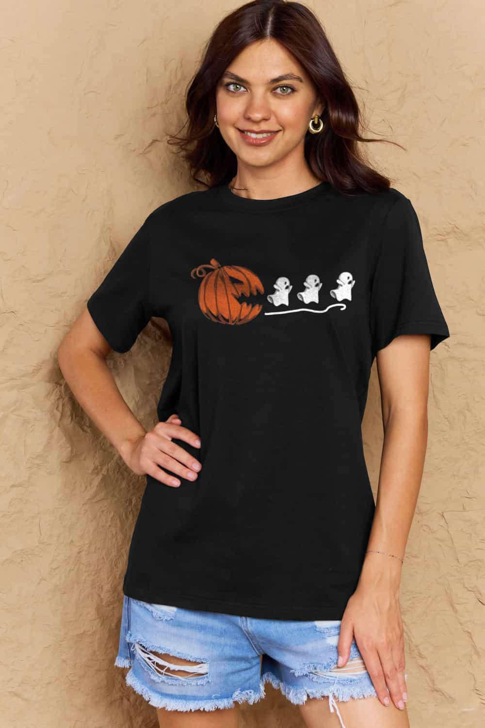 Simply Love Full Size Jack-O'-Lantern Graphic Cotton T-Shirt-Angel Casuals