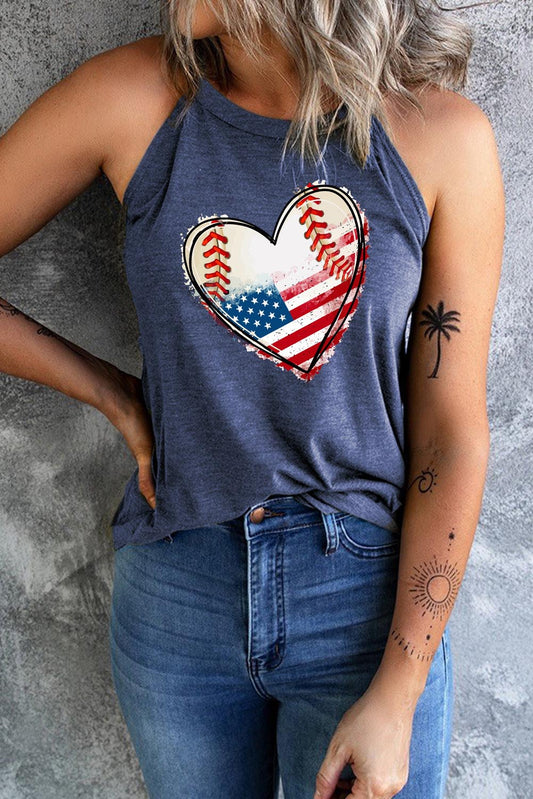 US Flag Heart Graphic Tank-Angel Casuals