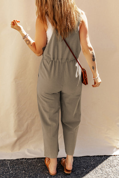 Drawstring Wide Strap Overalls with Pockets-Angel Casuals