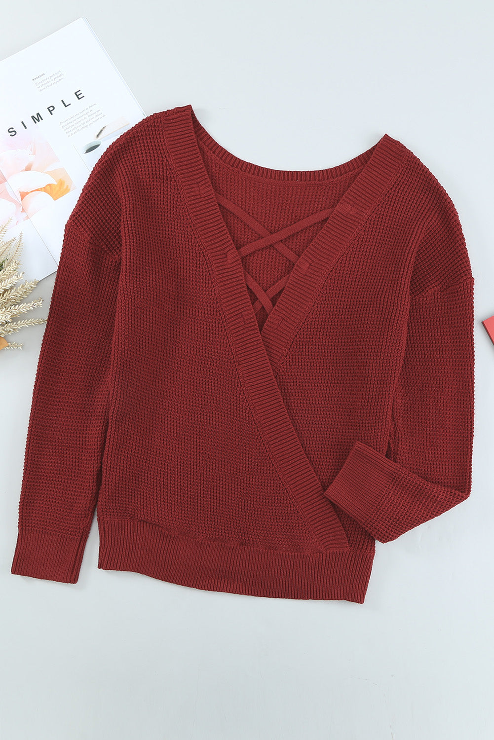 Crisscross Back Boat Neck Sweater-Angel Casuals