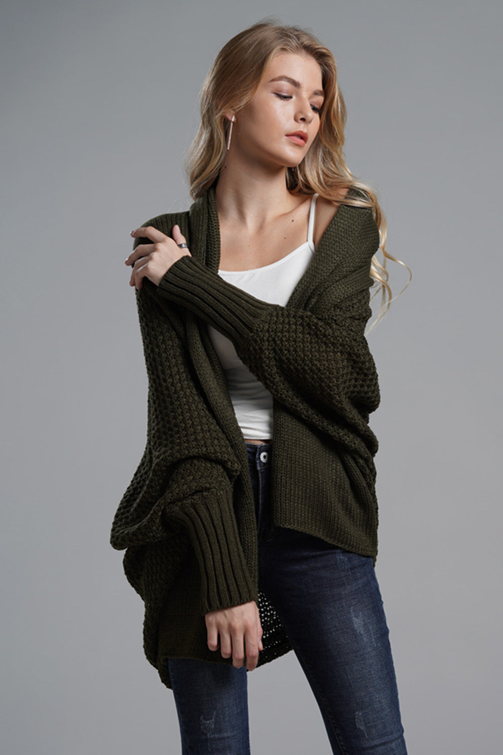 Open Front Batwing Sleeve Cardigan-Angel Casuals