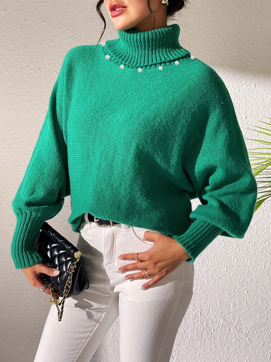 Turtleneck Long Sleeve Sweater-Angel Casuals