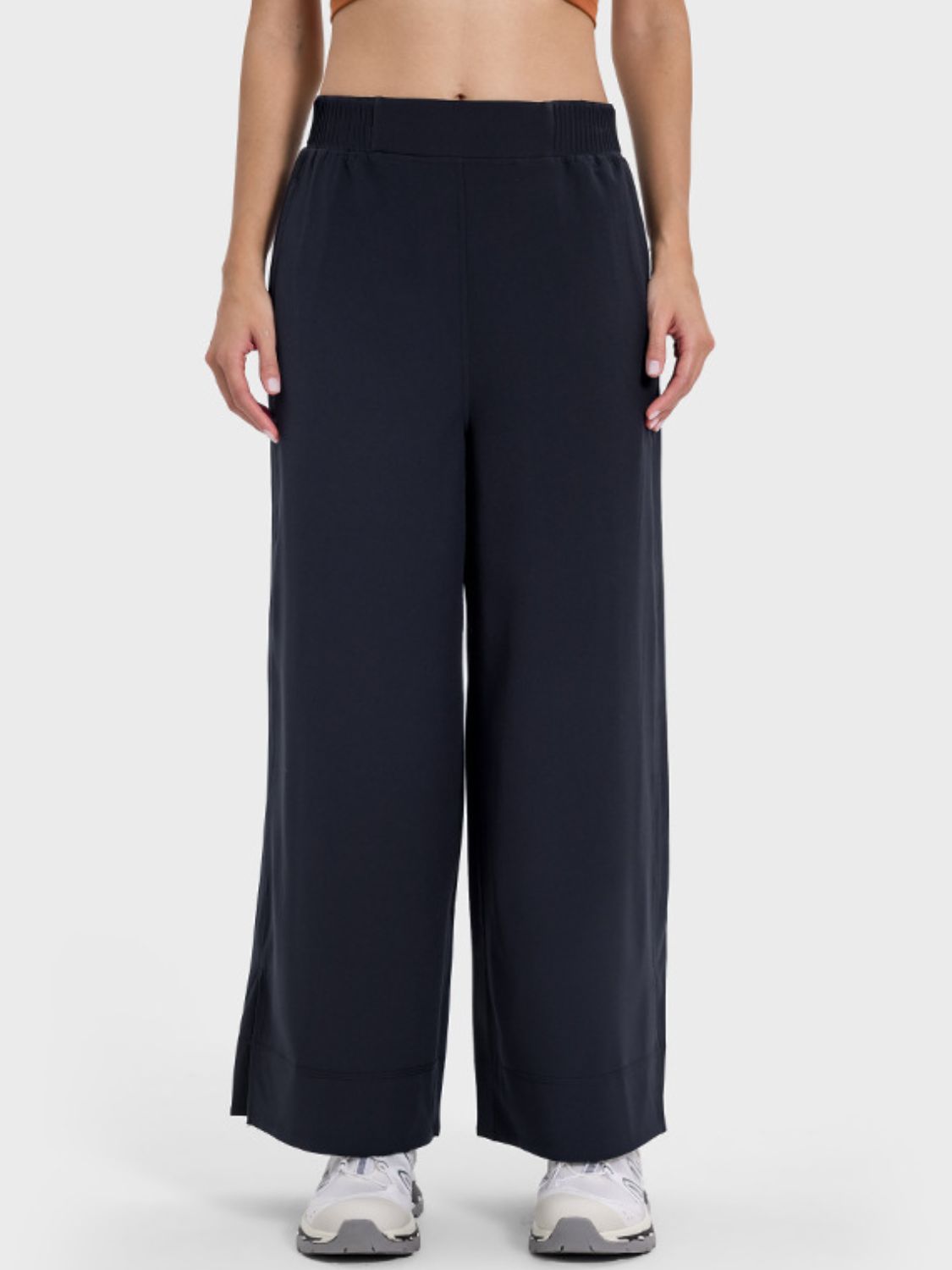 Slit Wide Leg Active Pants-Angel Casuals