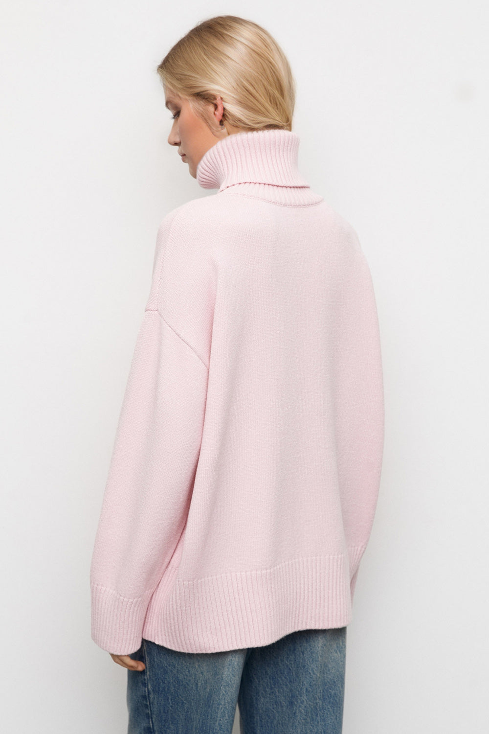 Basic Bae Turtleneck Dropped Shoulder Long Sleeve Sweater-Angel Casuals