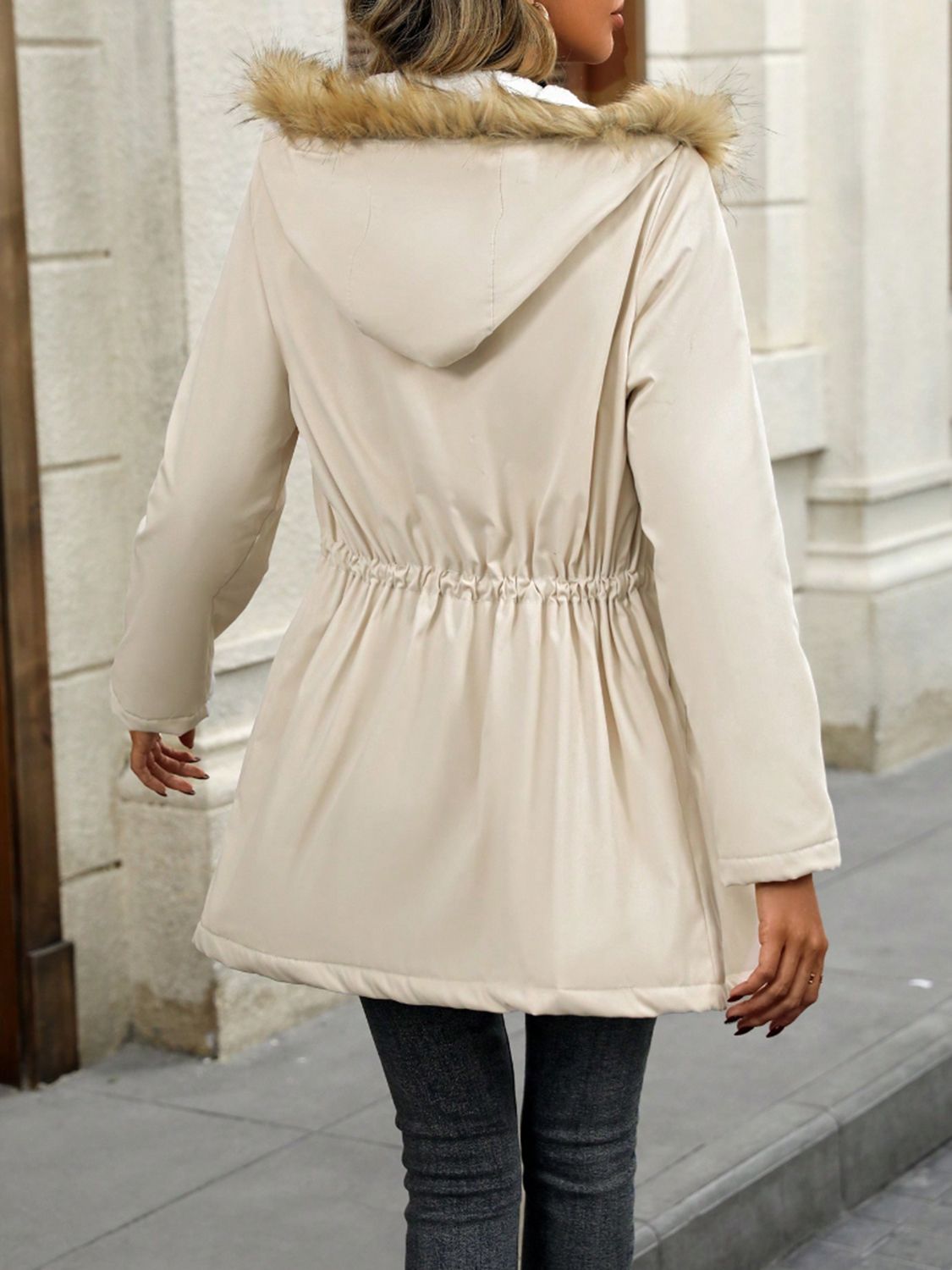 Drawstrig Zip Up Hooded Jacket-Angel Casuals