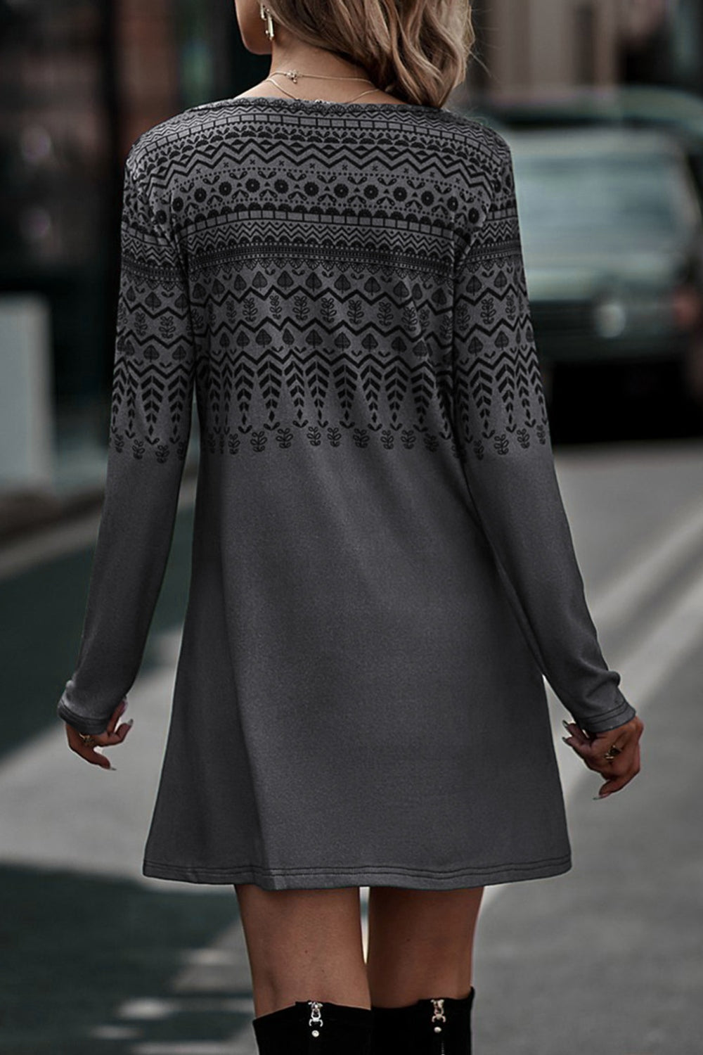 Printed Round Neck Long Sleeve T-Shirt-Angel Casuals