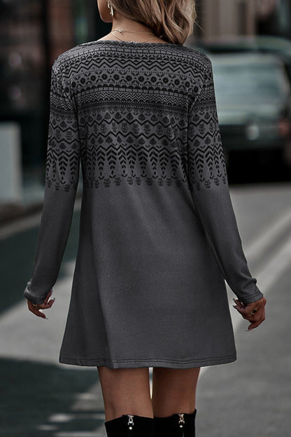 Printed Round Neck Long Sleeve T-Shirt-Angel Casuals