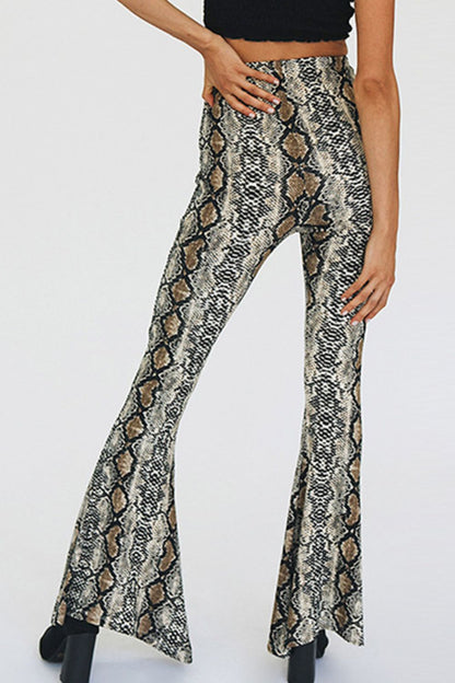 Snakeskin Print Flare Pants-Angel Casuals