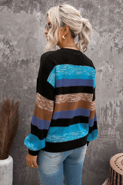 Cozy For Keeps Color Block Drop Shoulder Sweater-Angel Casuals