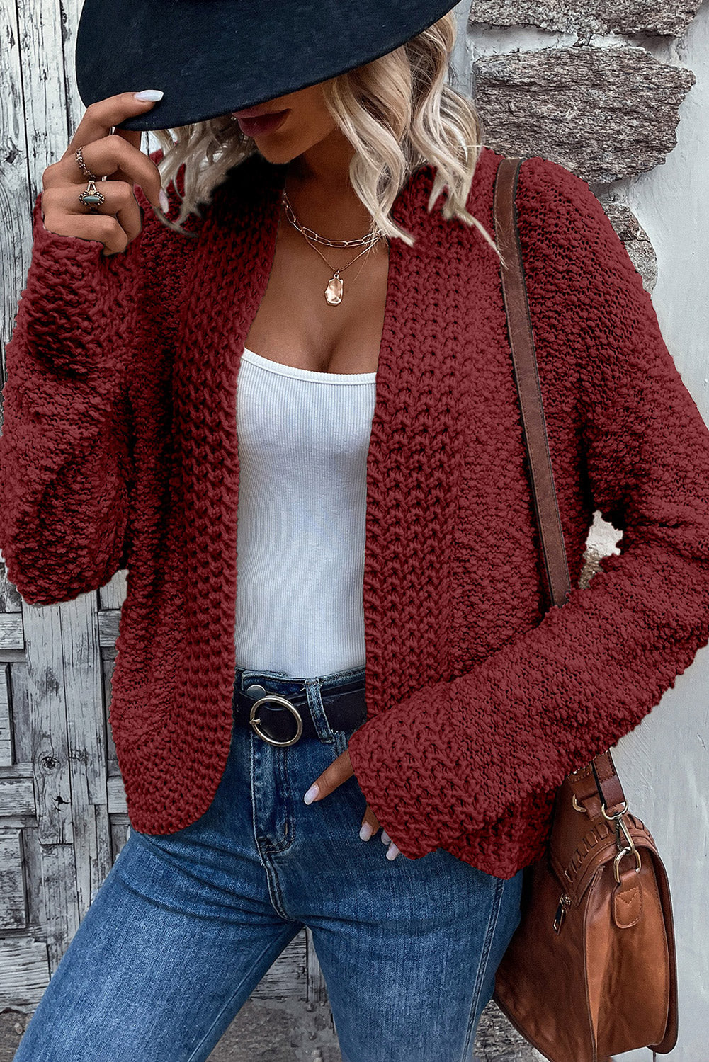 Solid Color Open Front Cardigan-Angel Casuals