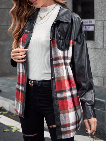 Ivy Lane Plaid Button Up Dropped Shoulder Jacket-Angel Casuals