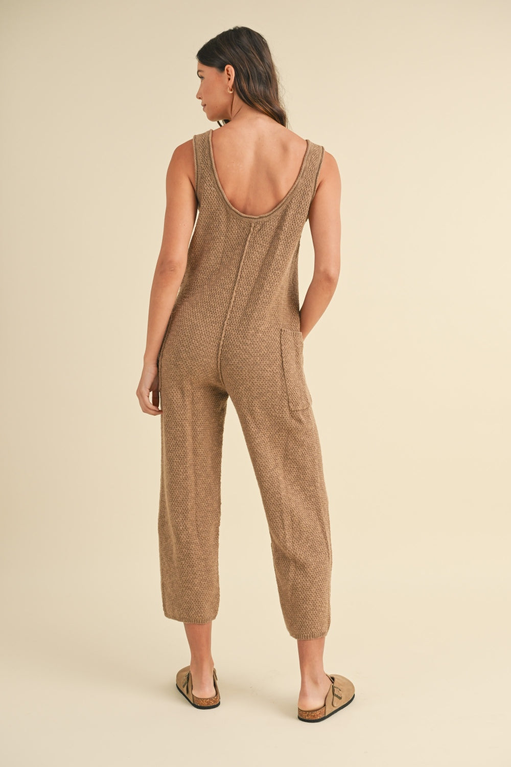 MABLE Sleeveless Knit Crop Jumpsuit with Pockets-Angel Casuals