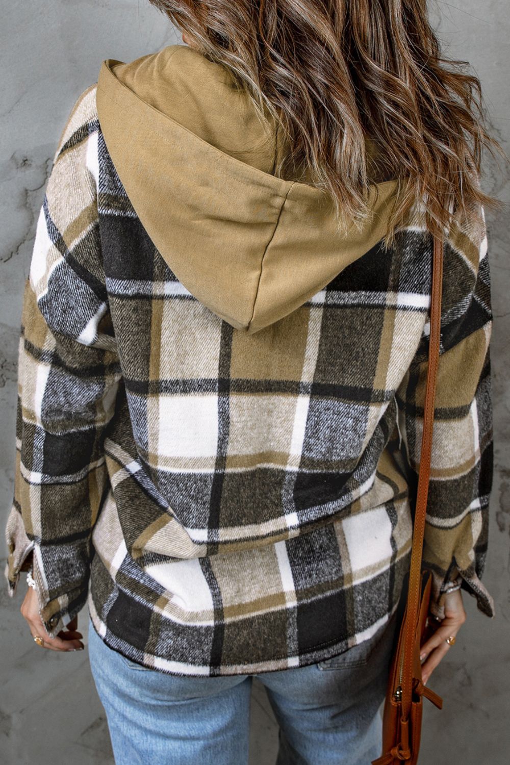 Plaid Button Up Hooded Shacket-Angel Casuals