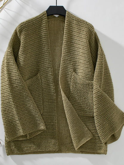 Open Front Long Sleeve Cardigan-Angel Casuals
