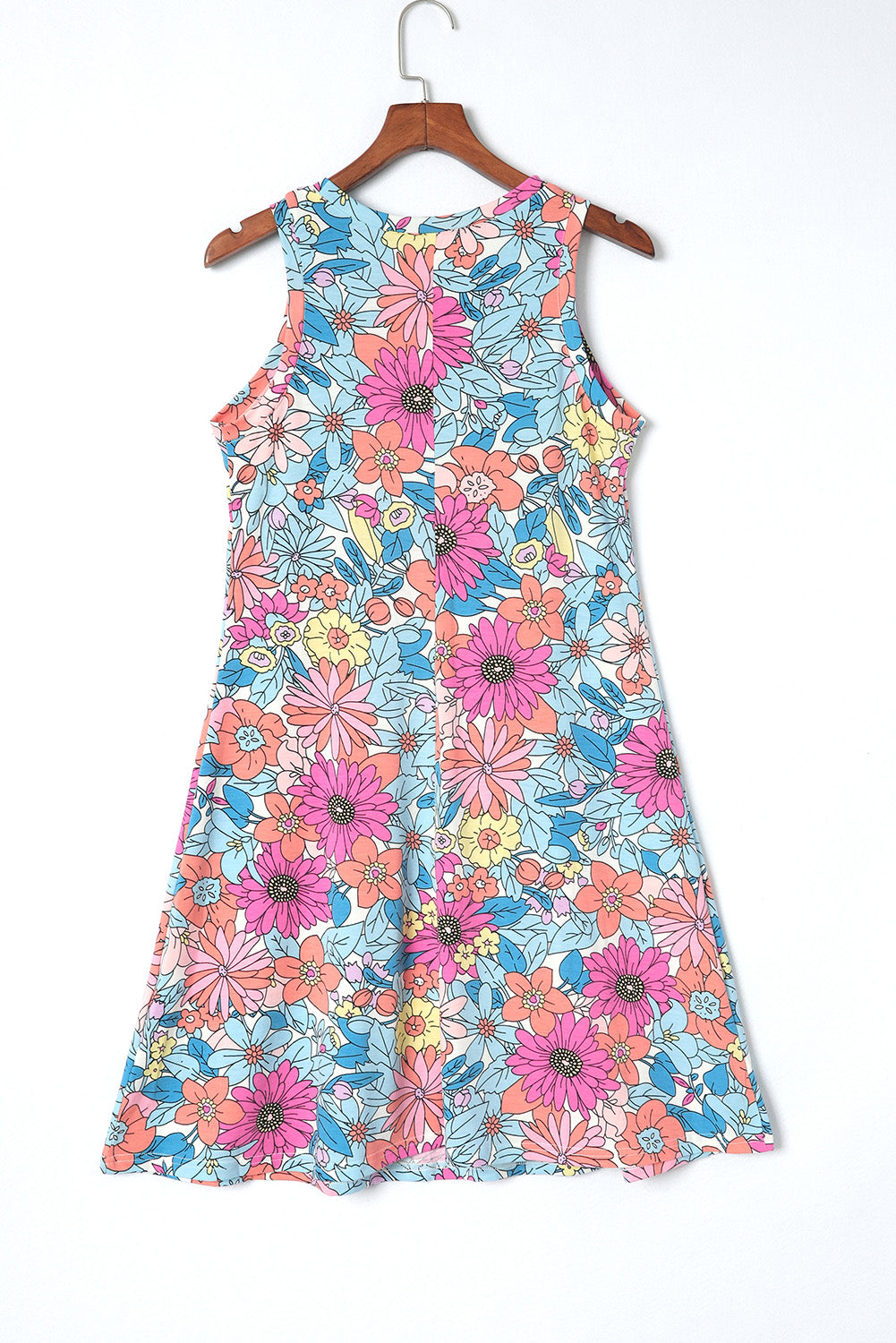 Floral Round Neck Sleeveless Dress-Angel Casuals