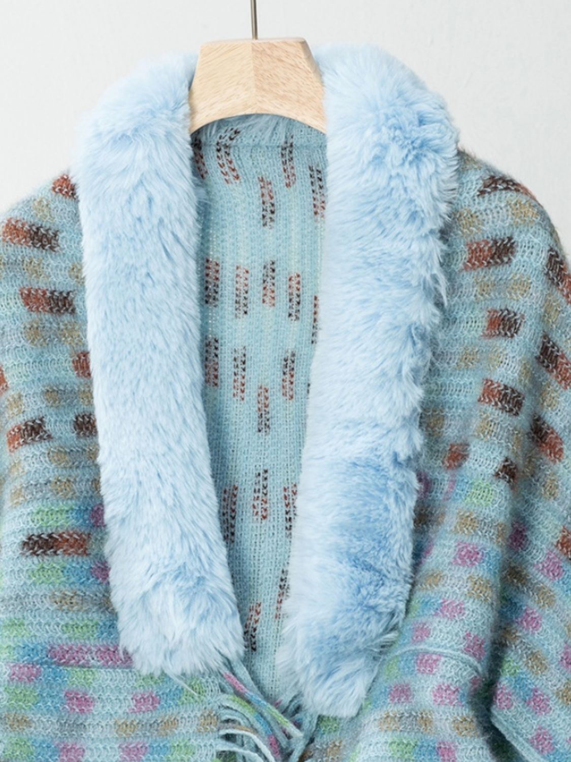 Fringe Fuzzy Open Front Poncho-Angel Casuals