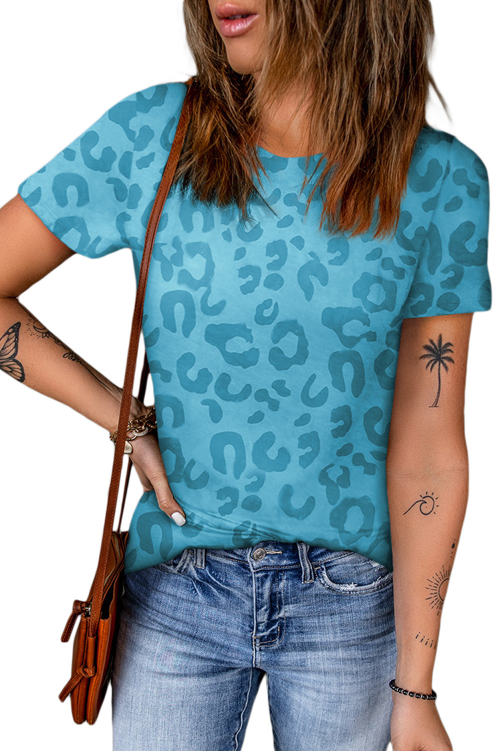 Leopard Round Neck Tee-Angel Casuals