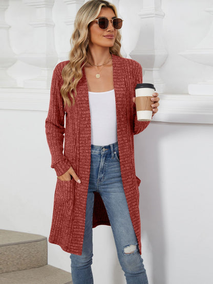 Open Front Long Sleeve Cardigan-Angel Casuals