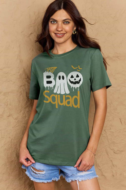 Simply Love Full Size BOO SQUAD Graphic Cotton T-Shirt-Angel Casuals