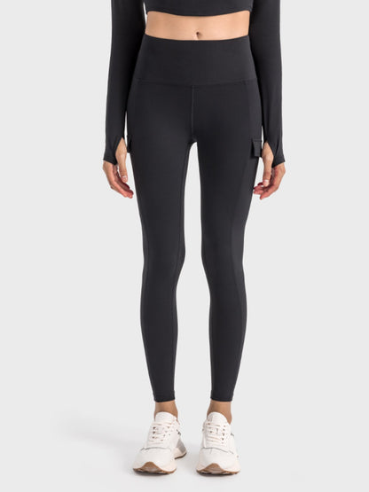 Wide Waistband Sports Leggings-Angel Casuals