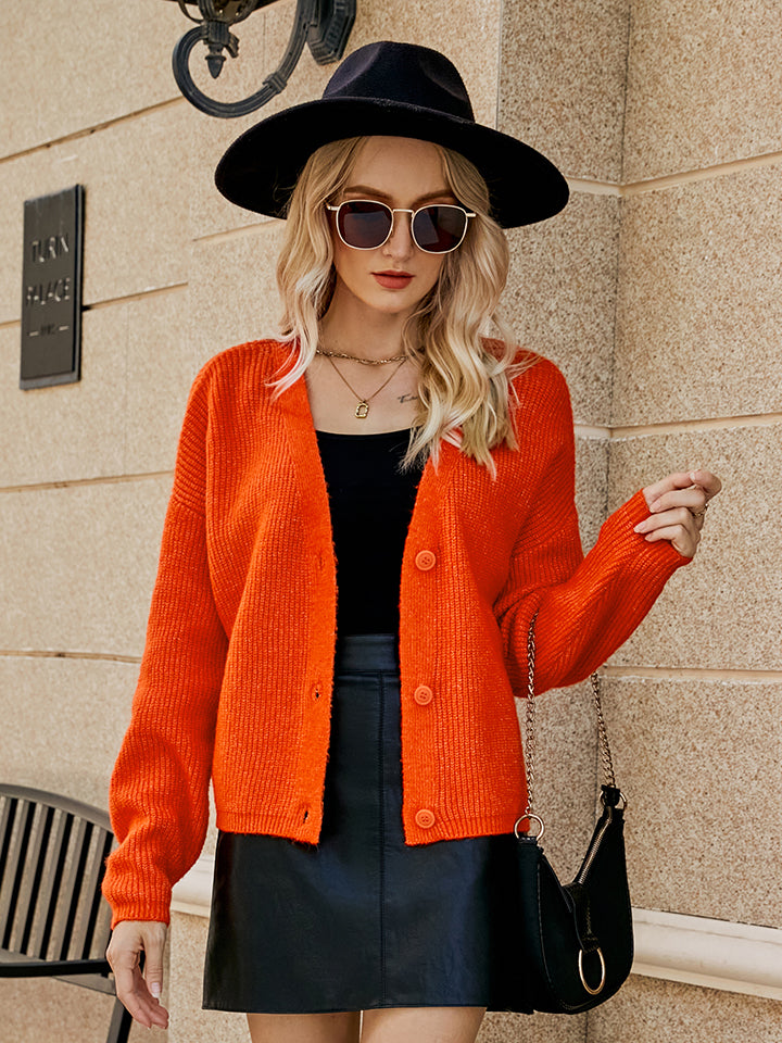 Dropped Shoulder Button Up Cardigan-Angel Casuals