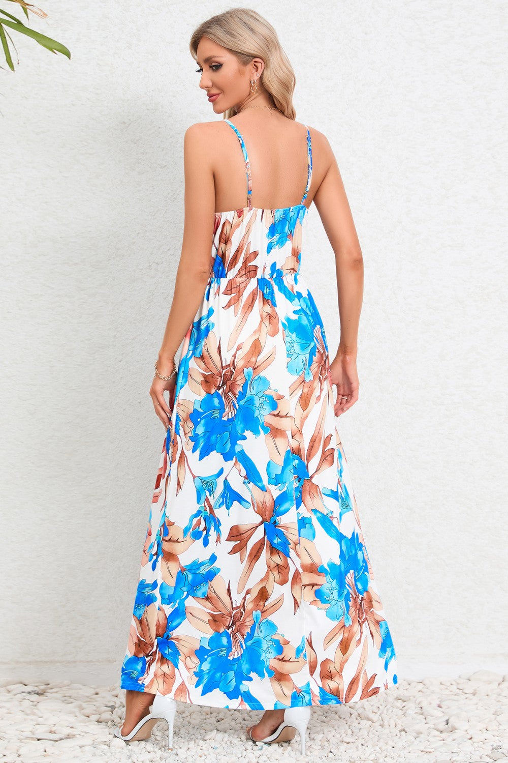 Printed Surplice Maxi Cami Dress-Angel Casuals