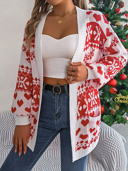 Pocketed Open Front Long Sleeve Cardigan-Angel Casuals