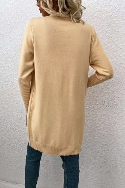 Open Front Long Sleeve Cardigan with Pockets-Angel Casuals