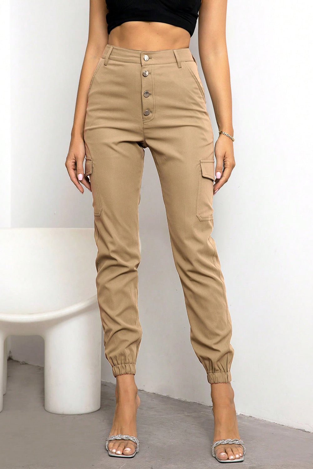 Button Fly Cargo Pants-Angel Casuals