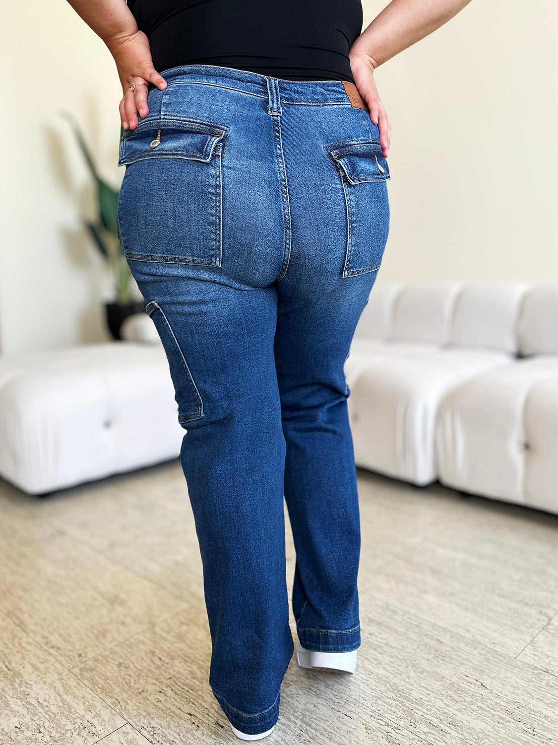 Judy Blue Full Size High Waist Straight Cargo Jeans-Angel Casuals