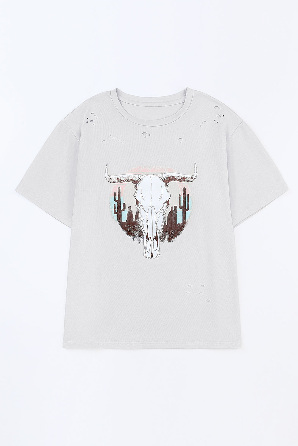 Plus Size Animal Graphic Distressed Tee Shirt-Angel Casuals