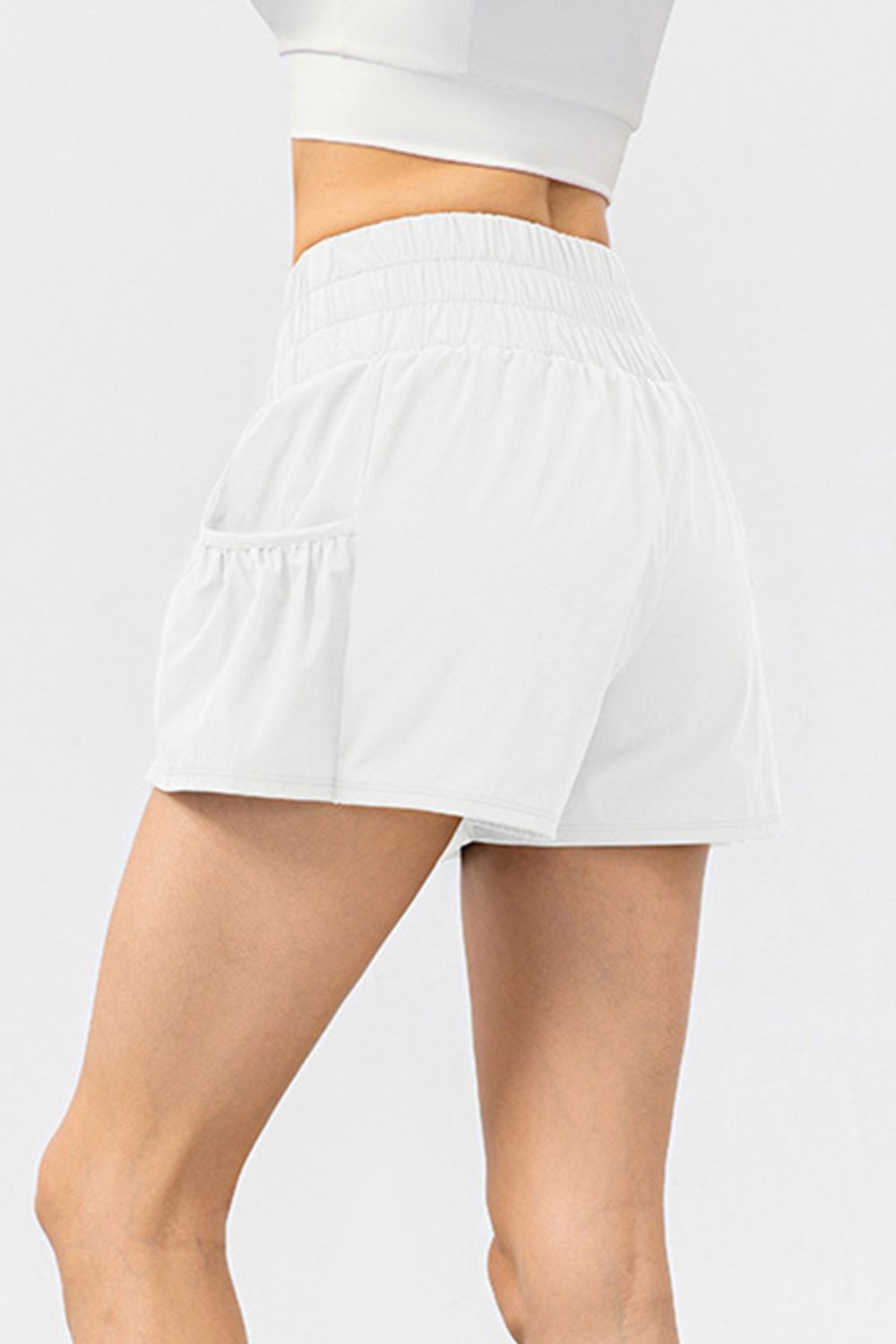 Elastic Waist Pocketed Active Shorts-Angel Casuals