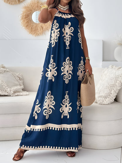 Printed Spaghetti Strap Sleeveless Maxi Dress-Angel Casuals