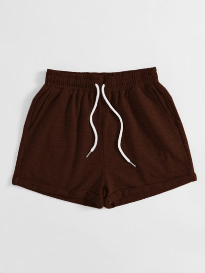 Drawstring Pocketed Elastic Waist Shorts-Angel Casuals