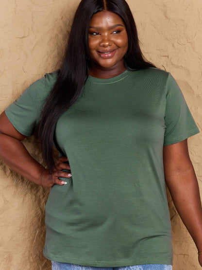 Full Size Round Neck Short Sleeve T-Shirt-Angel Casuals