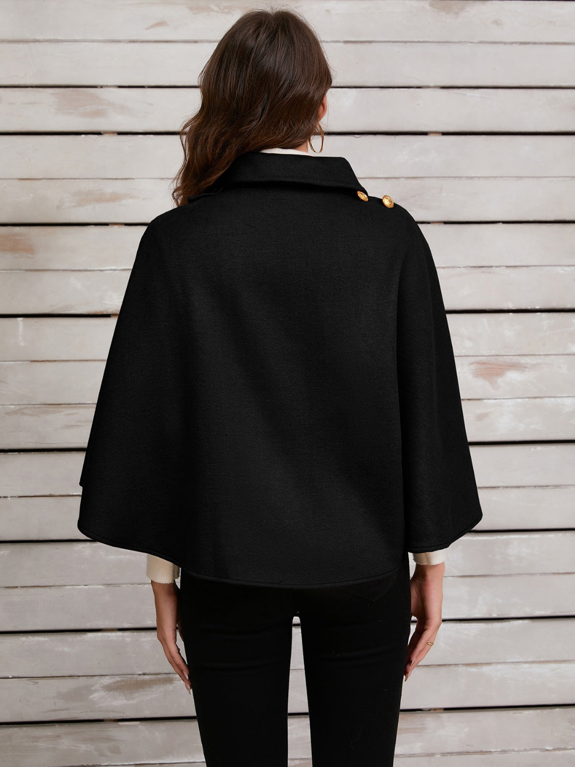 Collared Neck Cropped Cape-Angel Casuals