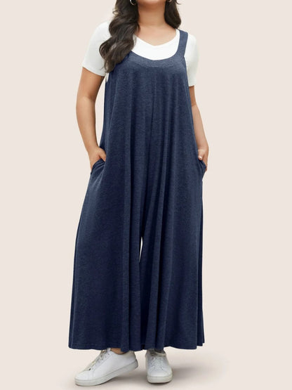 Full Size Pocketed Wide Leg Overalls-Angel Casuals