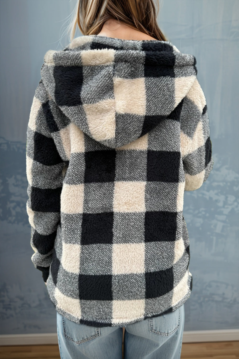 Double Take Full Size Plaid Long Sleeve Hooded Coat-Angel Casuals