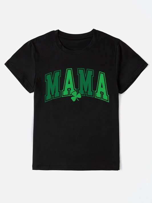 MAMA Round Neck Short Sleeve T-Shirt-Angel Casuals