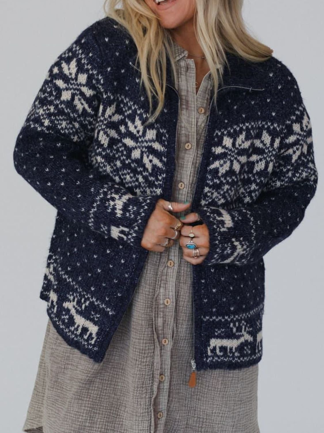 Zip Up Long Sleeve Cardigan-Angel Casuals