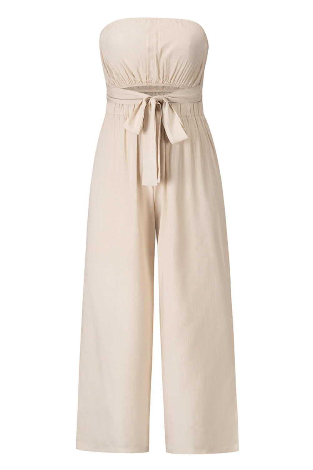 Tied Cutout Tube Wide Leg Jumpsuit-Angel Casuals